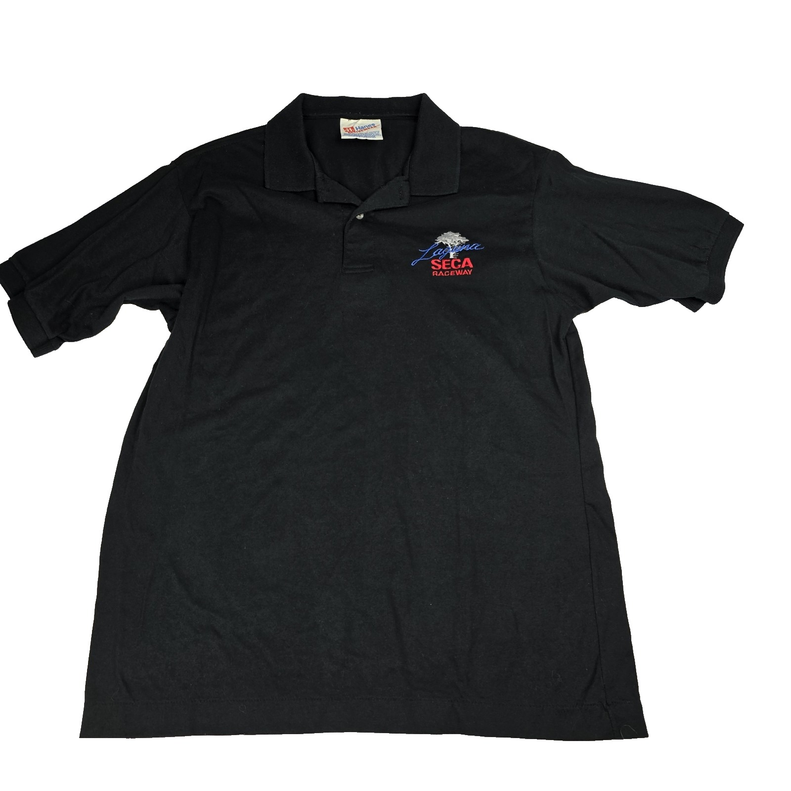 Laguna Seca Raceway Polo Shirt Mens Large Hanes Activewear Racing Embroidered